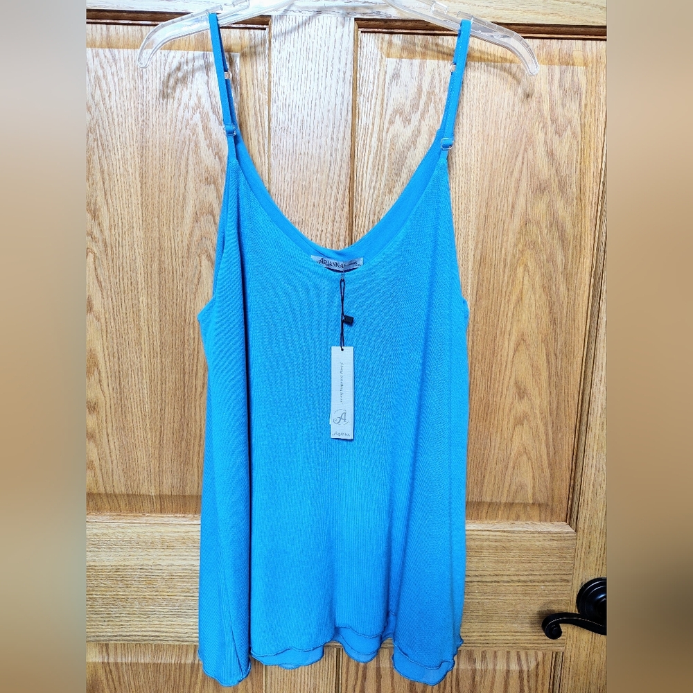 Arianna By Howard's Turquoise Blue Fitted Sleeveless Camisole, Adjustable